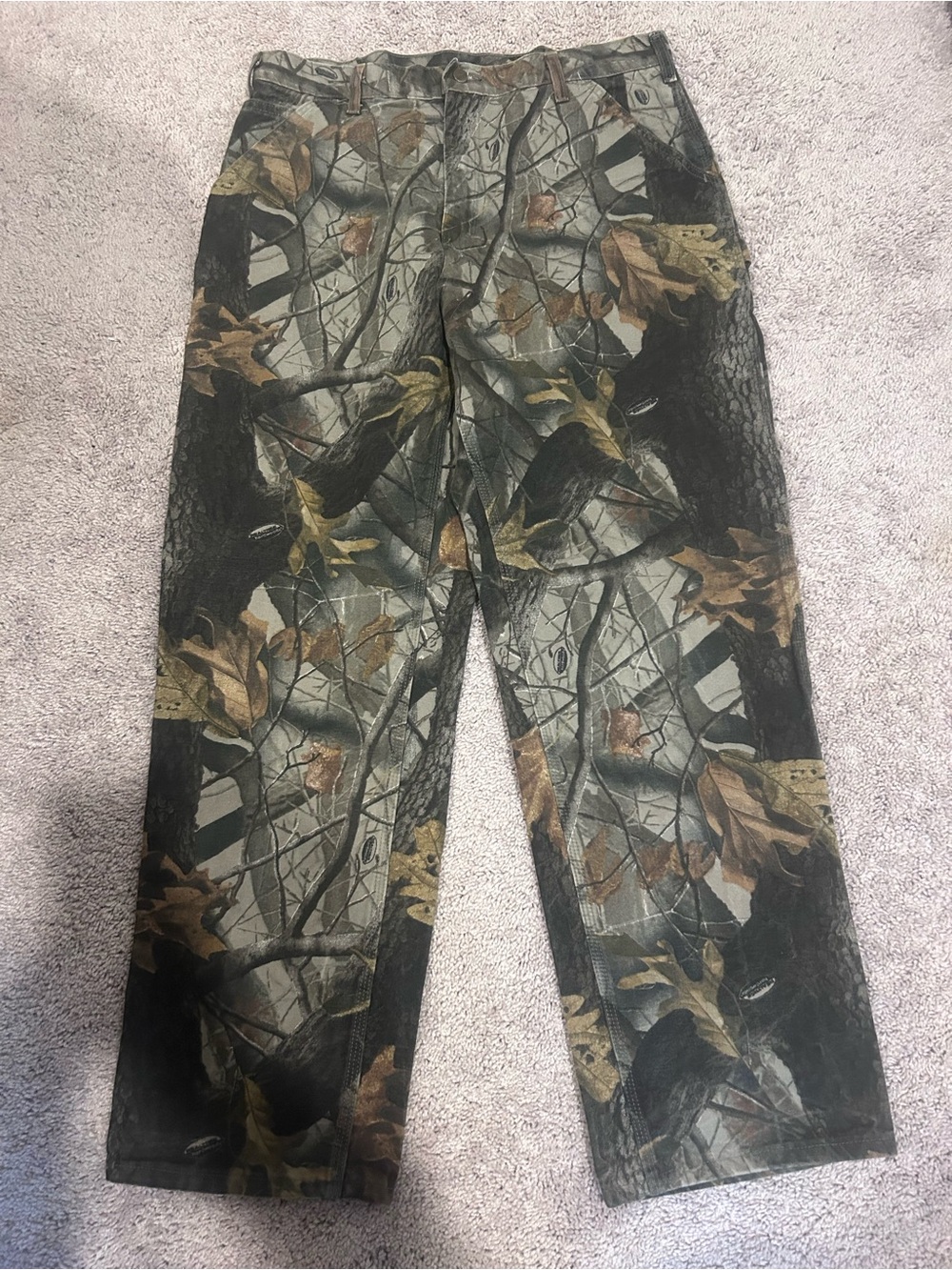 Carhartt B158 CMO camouflage dungaree real tree carpenter pants 38 x 32.